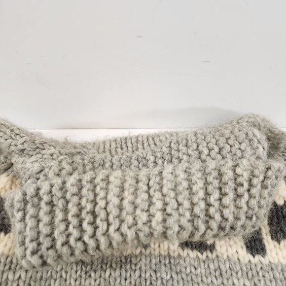 Canadian Hand Knit Cowl Neck Pullover Sweater Unisex Gray Warm Winter Handmade - Picture 5 of 15